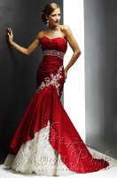 Красное узкое свадебное платье Клеопатра